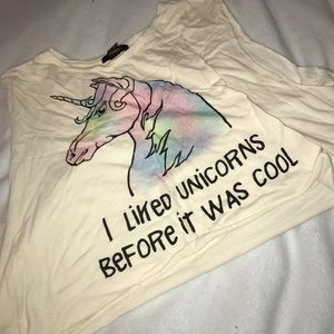 forever21 large unicorn crop top